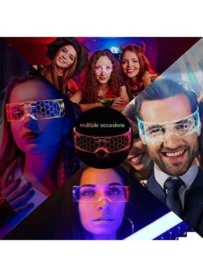 CLENEA LED النظارات مضيئة ، نظارات حزب النيون الرائعة ، نظارات LED ، نظارات مستقبلية 7 ألوان 4 أوضاع ، نظارات Cyberpunk الليلية ، مناسبة ل Cosplay ، النادي ، الحفلات ، هالوين - Image 3